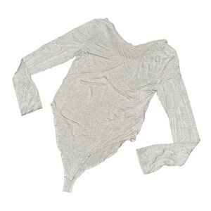 Anthropologie Light Gray Long Sleeve Bodysuit Size XL